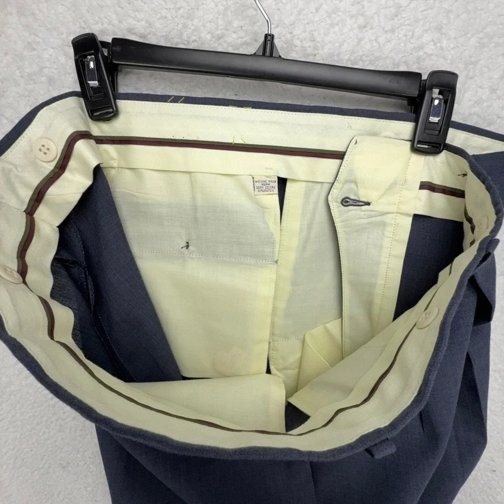 Racquet Club Mens Blue Pleated‎ Dress Pants 44x30 Wool Blend USA Made 8711-12